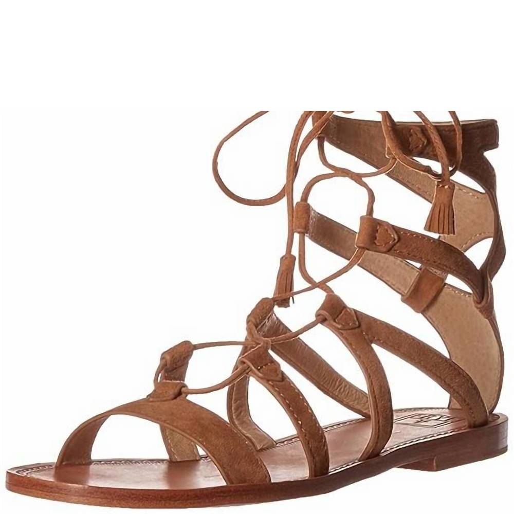 Frye Chestnut Brown Suede Lace-Up Gladiator Sandals